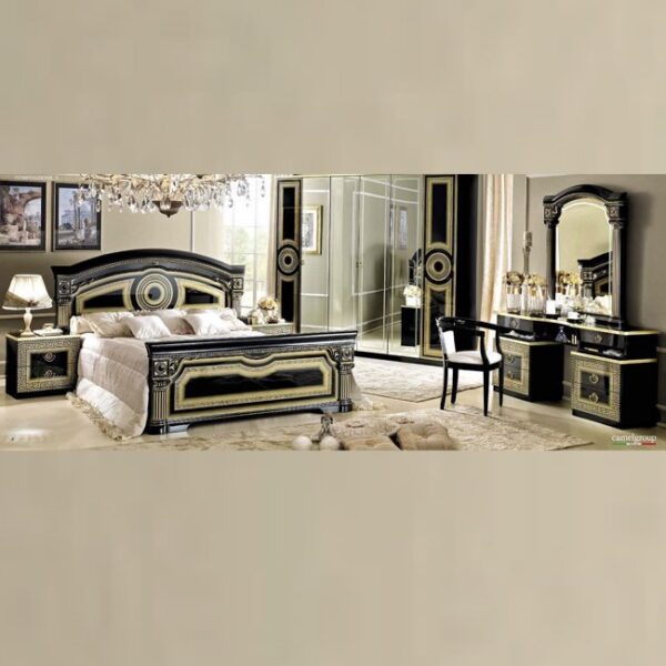 Aida – Complete Italian 6 Piece Bedroom Set – High Gloss Black