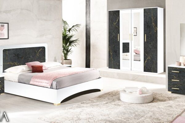 Dalia Grey and Gold Bedroom Set