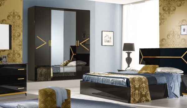 Elegance Black & Gold Bedroom Set