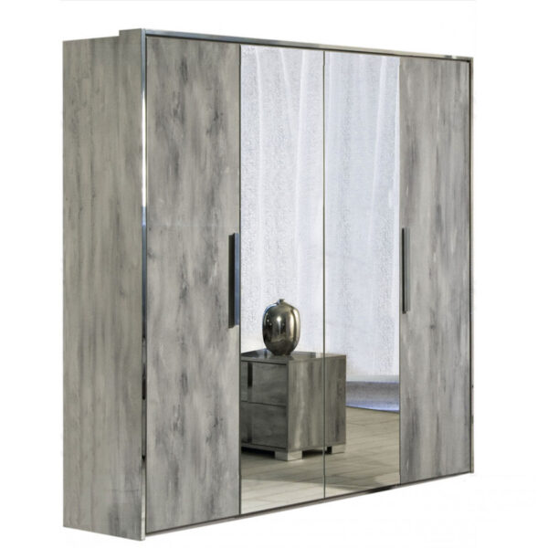 Alexa – Italian 4 Door Wardrobe – High Gloss Grey