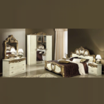 Barocco – Italian 4 Door Wardrobe – High Gloss Ivory And Gold - Image 2