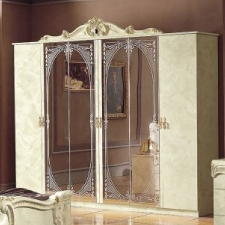 Barocco – Italian 4 Door Wardrobe – High Gloss Ivory