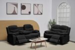 Fabric Manual Recliner Sofa Black - Image 2