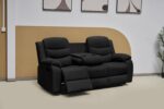 Fabric Manual Recliner Sofa Black