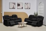 Fabric Manual Recliner Sofa Black - Image 4