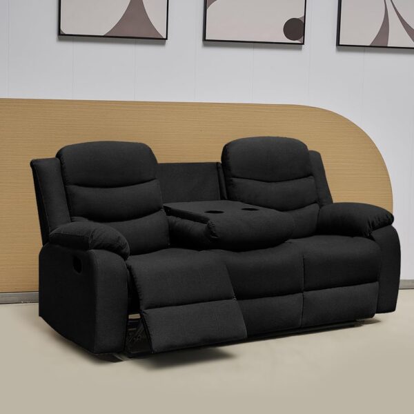 Fabric Manual Recliner Sofa Black