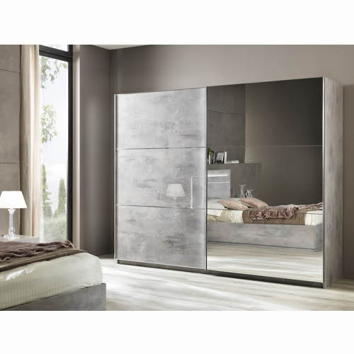 Jazz – Italian 2 Door Slider Wardrobe – High Gloss Grey