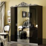 Barocco – Italian 4 Door Wardrobe – High Gloss Black and Silver